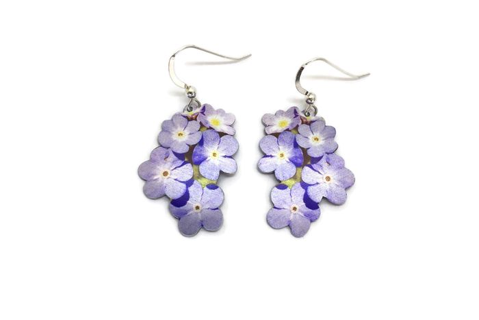 Forget me Not flower earrings by Photofinish Jewellery